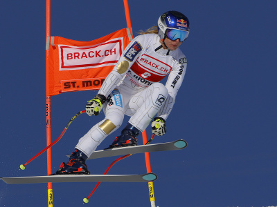 Česká lyžiarka Ester Ledecká počas tréningu zjazdu v St. Moritzi