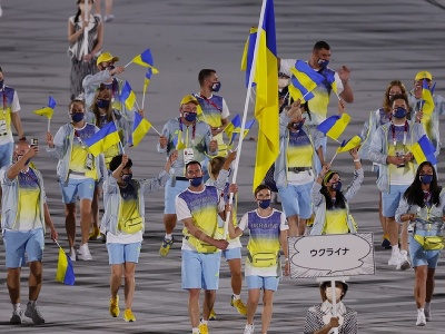 Ukrajinská výprava počas otváracieho ceremoniálu OH v Tokiu