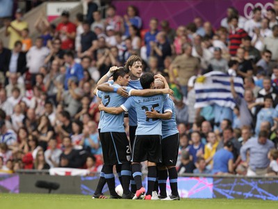 Víťazná radosť futbalistov Uruguaja