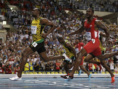 Usain Bolt vo finále behu na 100 m na svetovom šampionáte v Moskve