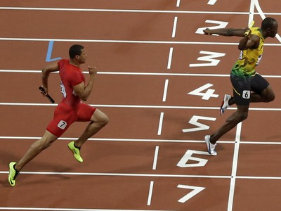Usain Bolt finišoval štafetu Jamajky v behu na 4 x 100 metrov