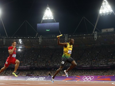 Usain Bolt v cieli štafety na 4 x 100 metrov
