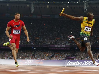 Usain Bolt v cieli štafety na 4 x 100 metrov