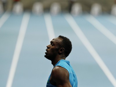 Usain Bolt po dobehnutí