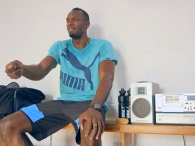 Usain Bolt počas tréningu