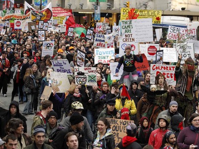 Demonštrácia vo Vancouveri sa