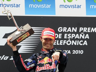 Mark Webber oslavuje víťazstvo VC Španielska