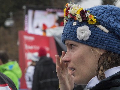 Slovenská slalomárka Veronika Velez-Zuzulová počas svojej rozlúčkovej jazdy
