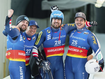 Zľava: Štvrtý David Gleirscher, druhý Wolfgang Kindl, víťaz Nico Gleirscher a tretí Jonas Mueller