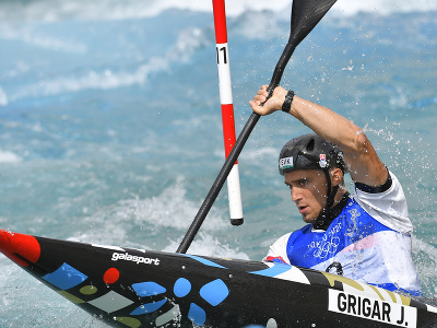 Na snímke slovenský reprezentant vo vodnom slalome Jakub Grigar v semifinálovej jazde kategórie K1 počas XXXII. letných olympijských hier v Tokiu