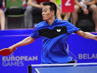 Na snímke slovenský reprezentant v stolnom tenise Wang Jang odvracia loptičku