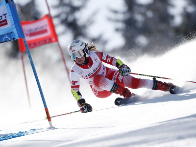 Maryna Gasienicová-Danielová počas 1. kola obrovského slalomu v Jasnej