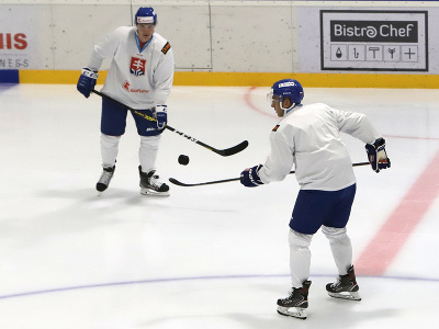Slovenskí hokejisti trénujú počas mediálneho termínu neoficiálneho reprezentačného zrazu pred kvalifikáciou ZOH 2022 v ICE Aréne vo Zvolene