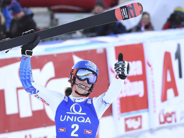 Na snímke slovenská lyžiarka Petra Vlhová obsadila druhé miesto v slalome žien na Svetovom pohári