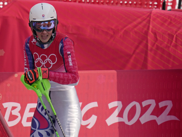 Slovenská lyžiarka Petra Vlhová po 1. kole slalomu na ZOH 2022