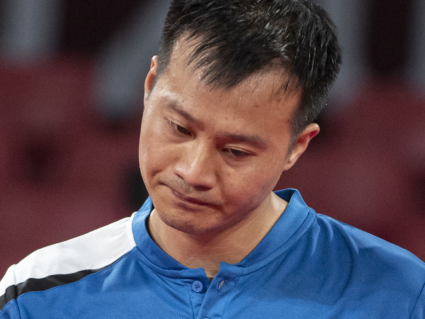 Na snímke slovenský stolný tenista Wang Jang v zápase 3. kola dvojhry podľahol za 33 minút domácemu Japoncovi Kokimu Niwovi 0:4 na sety v stolnom tenise počas XXXII. letných olympijských hier v Tokiu