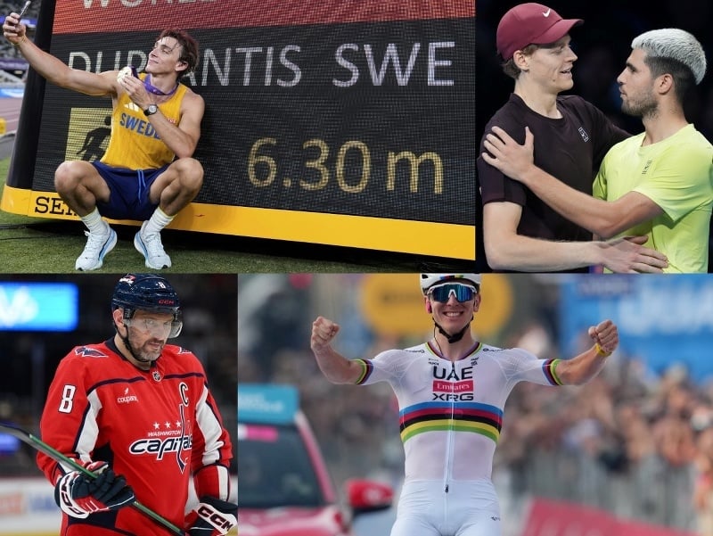 Armand Duplantis, Jannik Sinner, Carlos Alcaraz, Alexander Ovečkin a Tadej Pogačar - víťazi a šampióni z roku 2025