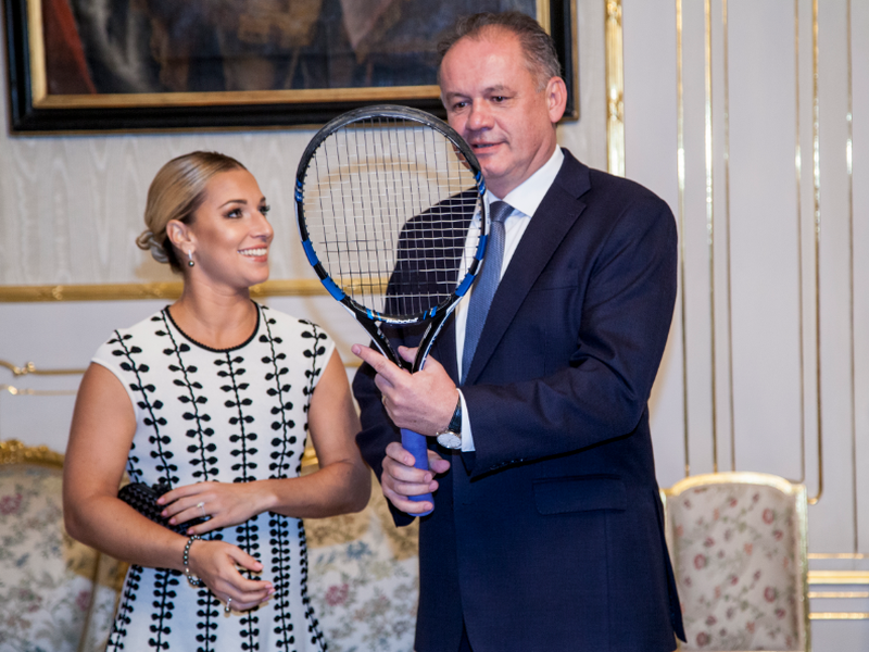Prezident SR Andrej Kiska prijal v Prezidentskom paláci slovenskú tenistku Dominiku Navara Cibulkovú