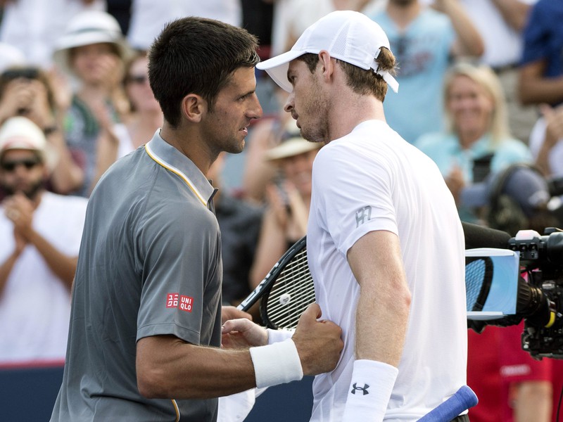 Novak Djokovič a Andy Murray po finále Rogers Cupu 2015