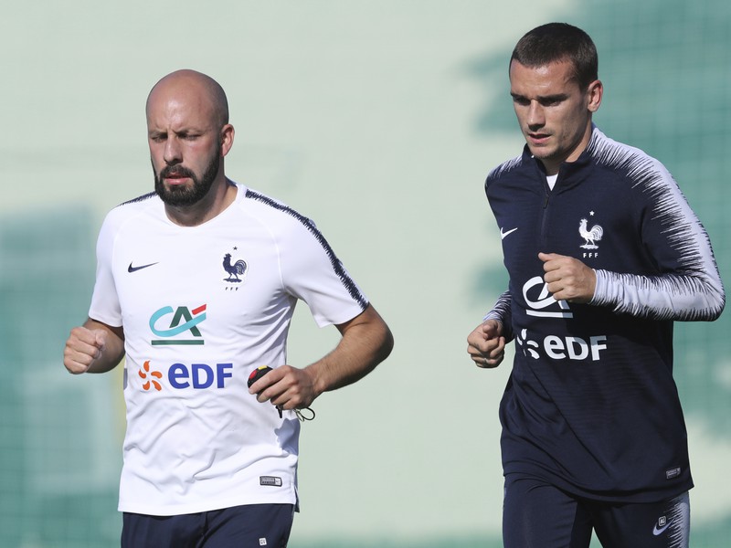Francúzsky futbalista Antoine Griezmann počas tréningu