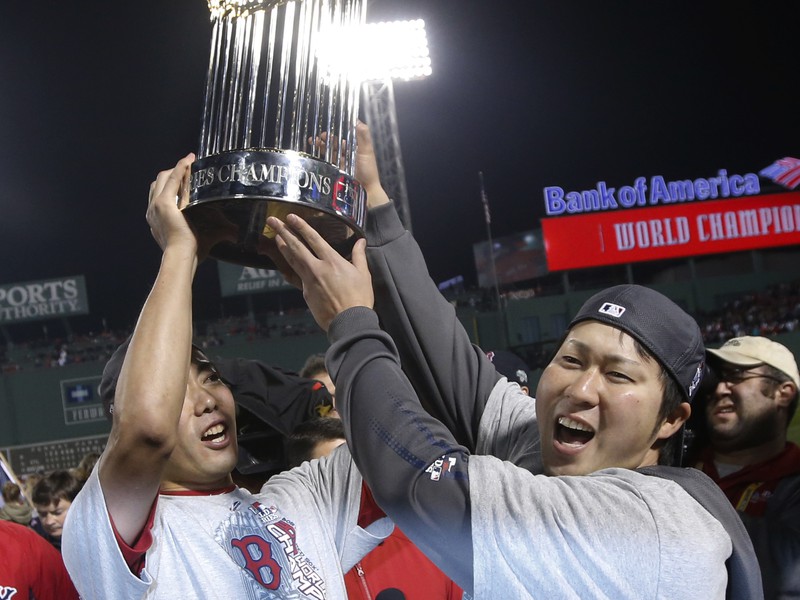 Bejzbalisti Bostonu Red Sox sa radujú z víťazstva v Svetovej sérii