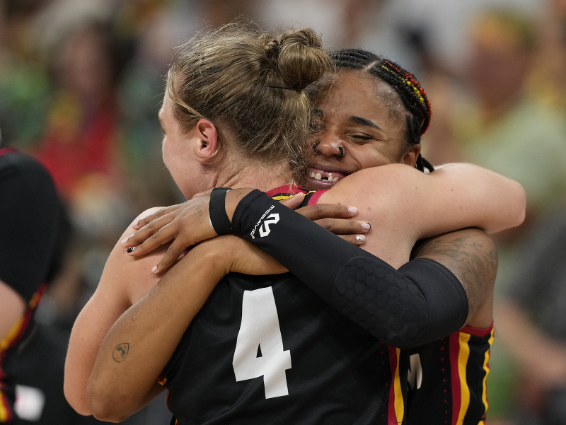 Belgické basketbalistky sa tešia po víťazstve