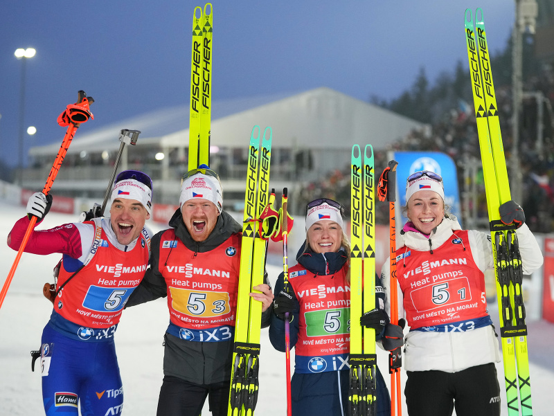 Českí biatlonisti v zložení Michal Krčmář, Vítězslav Hornig, Tereza Voborníková a Jessica Jislová obsadili 3. miesto v miešanej štafete na 4x6 km v rámci 6. kola Svetového pohára v biatlone v Novom Meste na Morave
