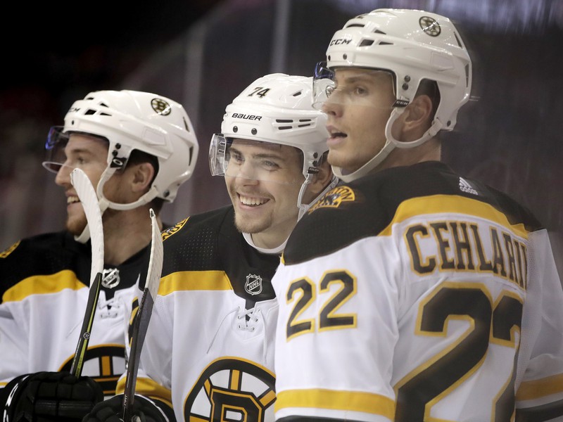 Hráči Bruins sa radujú z gólu