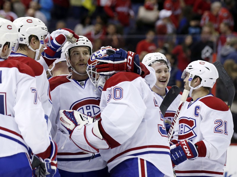 Hokejisti Montrealu sa radujú z víťazstva nad Washingtonom