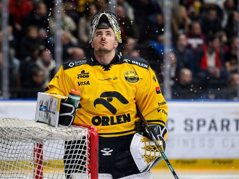 Slovenský hokejový brankár Litvínova Matej Tomek