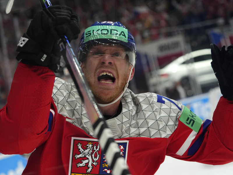 Ondřej Kaše v národnom drese počas MS v hokeji 2024
