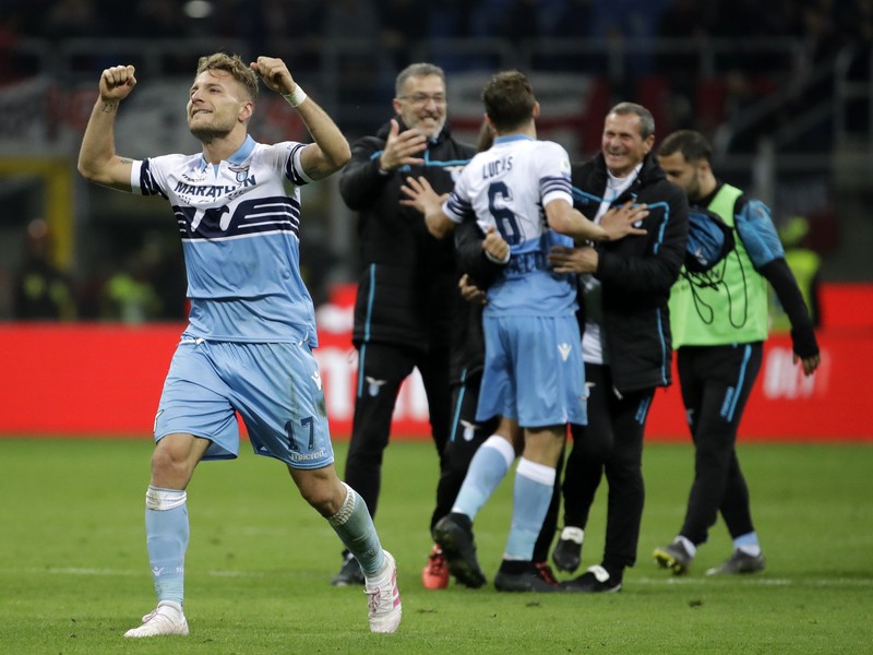 Ciro Immobile sa teší z úspechu Lazia Rím
