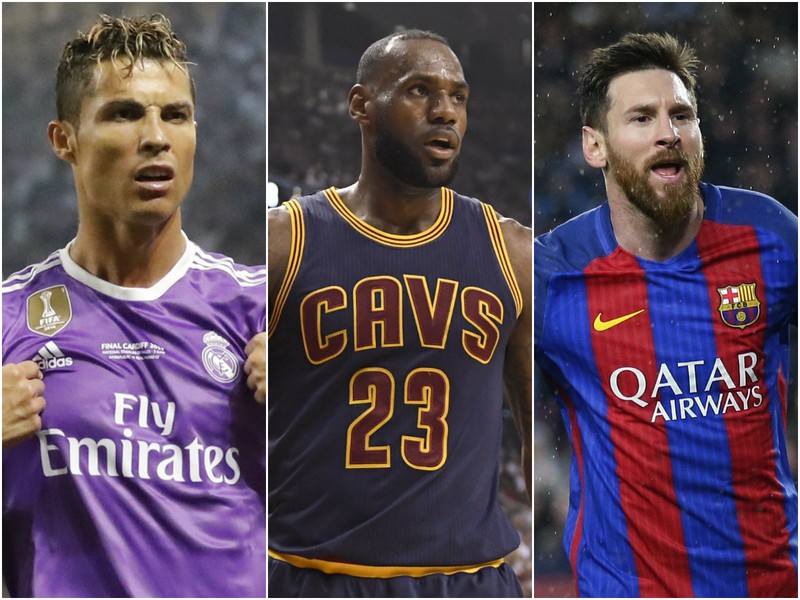 Cristiano Ronaldo, LeBron James a Lionel Messi