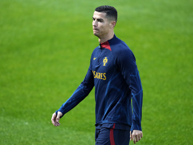 Cristiano Ronaldo počas tréningu portugalskej reprezentácie