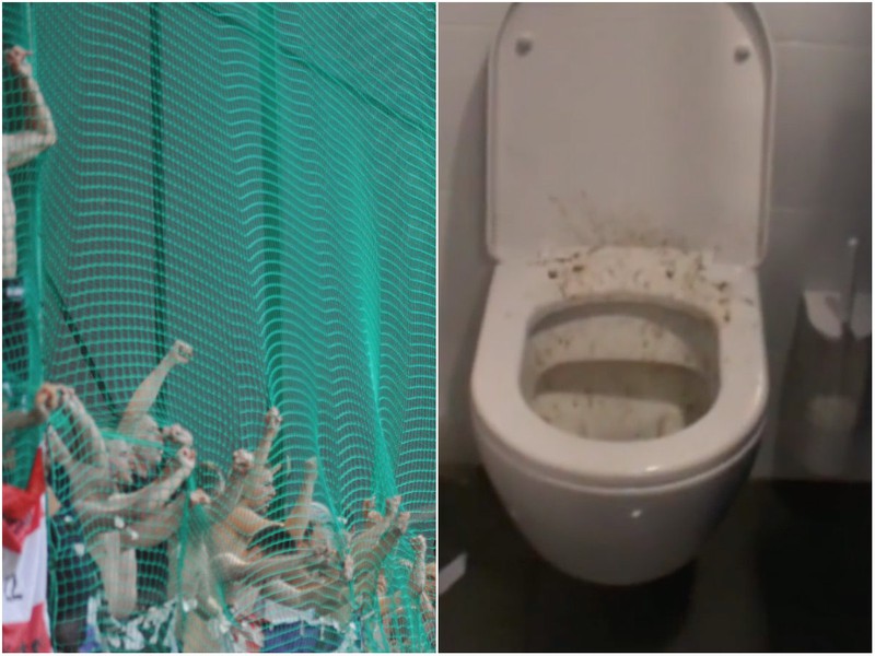 Fanúšikovia Austrie znečistili a zdemolovali toalety na štadióne v Trnave.