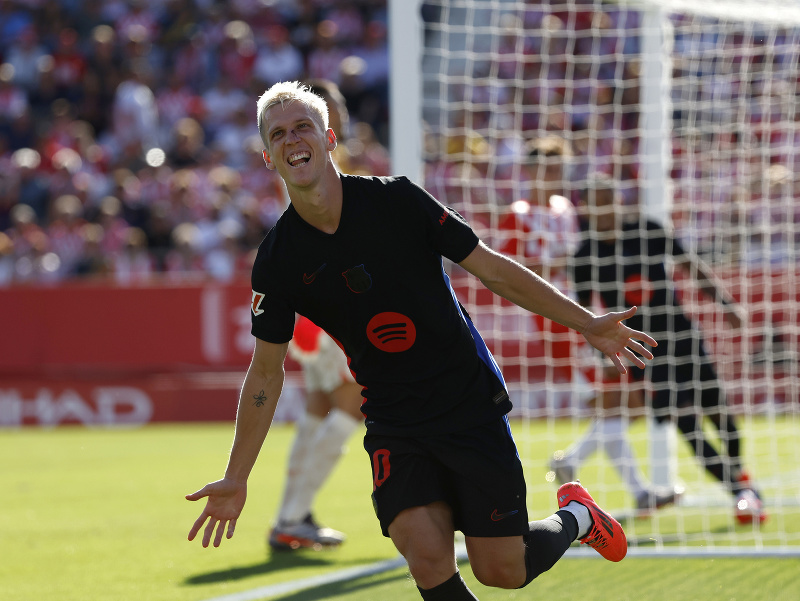 Dani Olmo a jeho gólová radosť v drese Barcelony