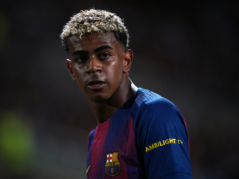 Lamine Yamal počas zápasu Barcelony