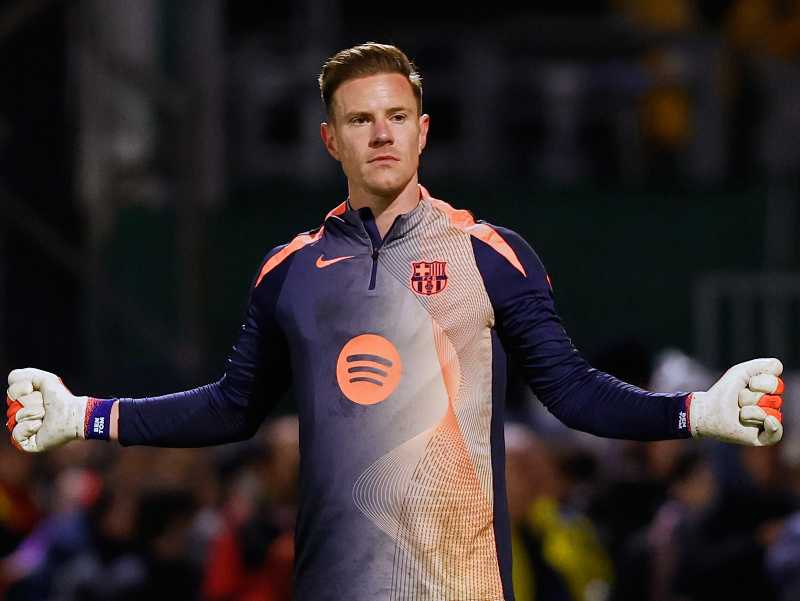 Marc-André ter Stegen počas rozcvičky Barcelony