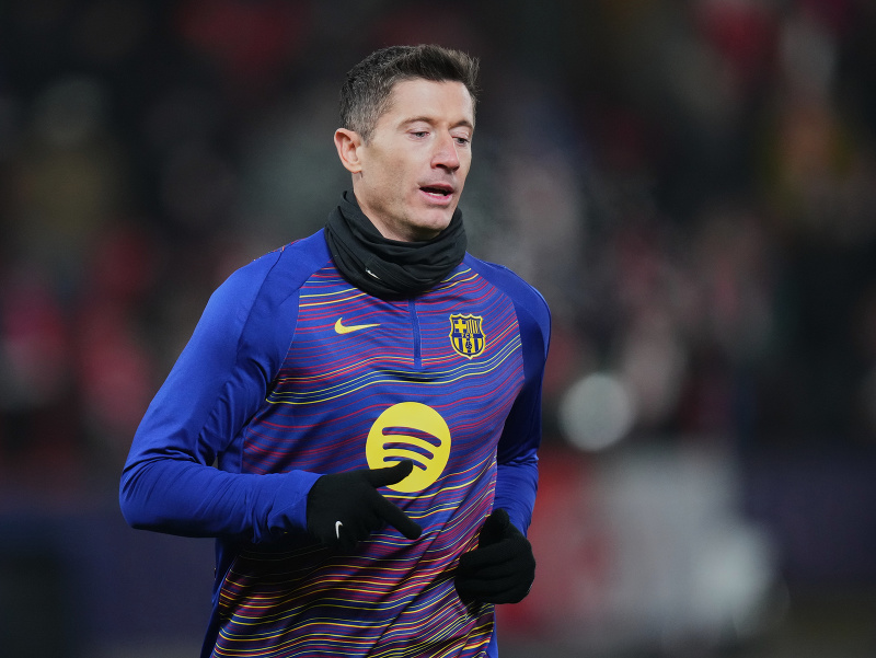 Robert Lewandowski počas rozcvičky