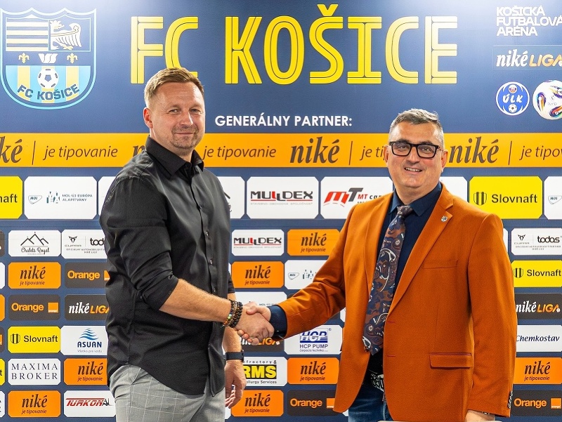 Tréner FC Košice Peter Černák a majiteľ klubu Dušan Trnka