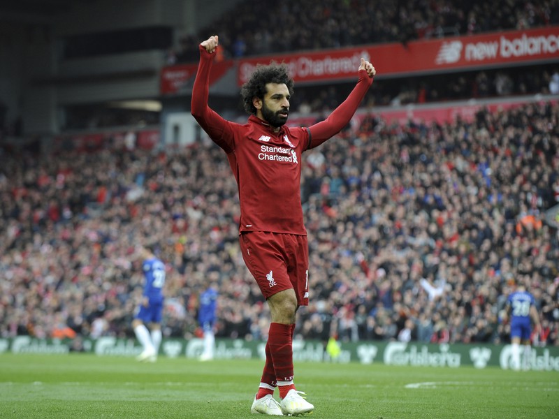 Mohamed Salah oslavuje gól