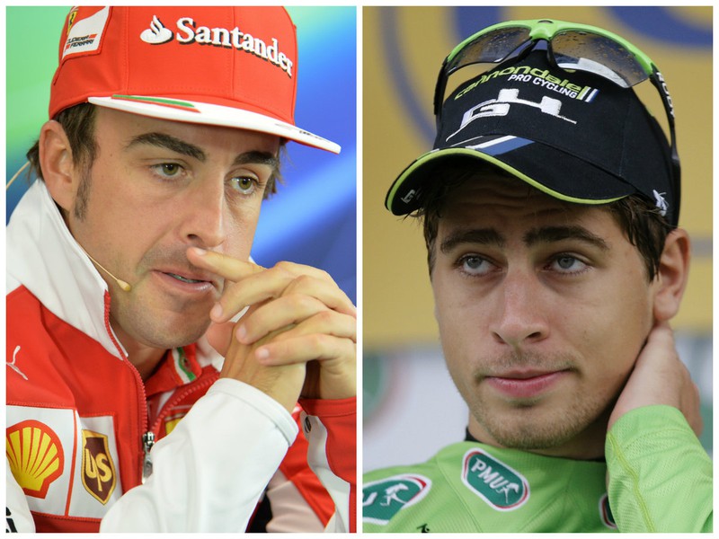 Fernando Alonso a Peter Sagan