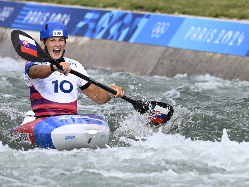 Slovenská vodná slalomárka Eliška Mintálová počas finálovej jazdy v kategórii K1 žien na XXXIII. letných olympijských hrách v Paríži