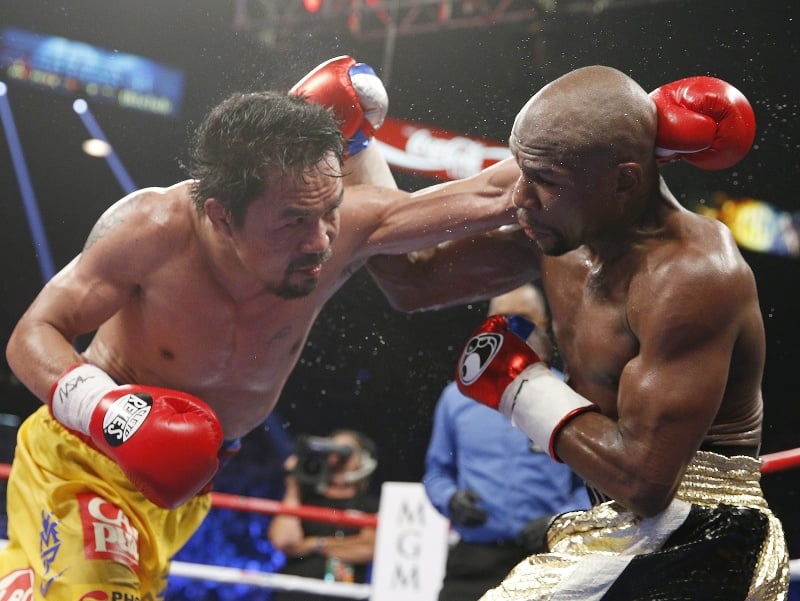 Manny Pacquiao a Floyd Mayweather Jr. v ringu