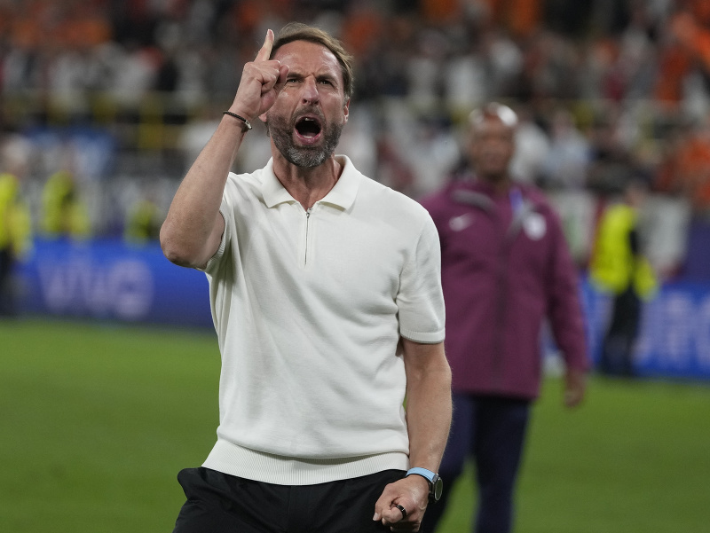 Víťazná radosť Garetha Southgatea po postupe Anglicka do finále EURO 2024