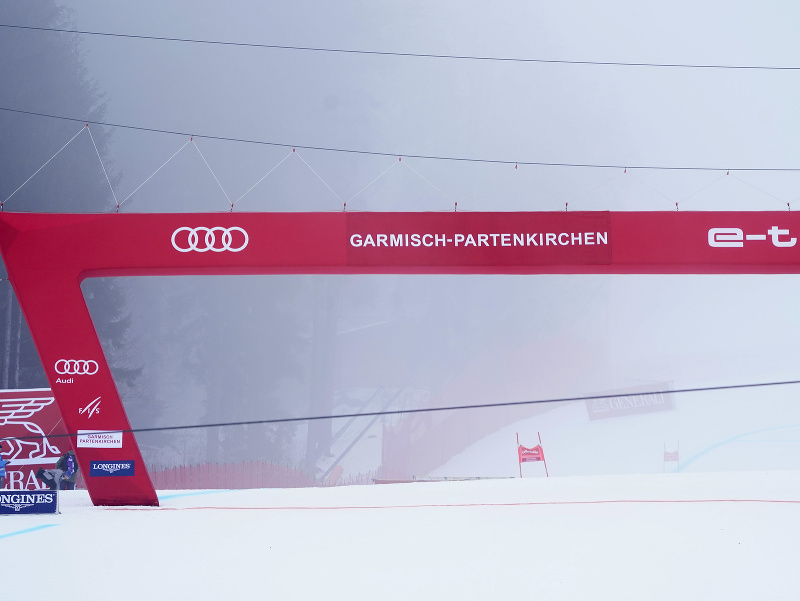 Na snímke cieľ super-G Svetového pohára alpských lyžiarok v nemeckom Garmisch-Partenkirchene