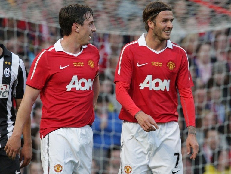 Gary Neville a David Beckham ešte v drese Manchestru United