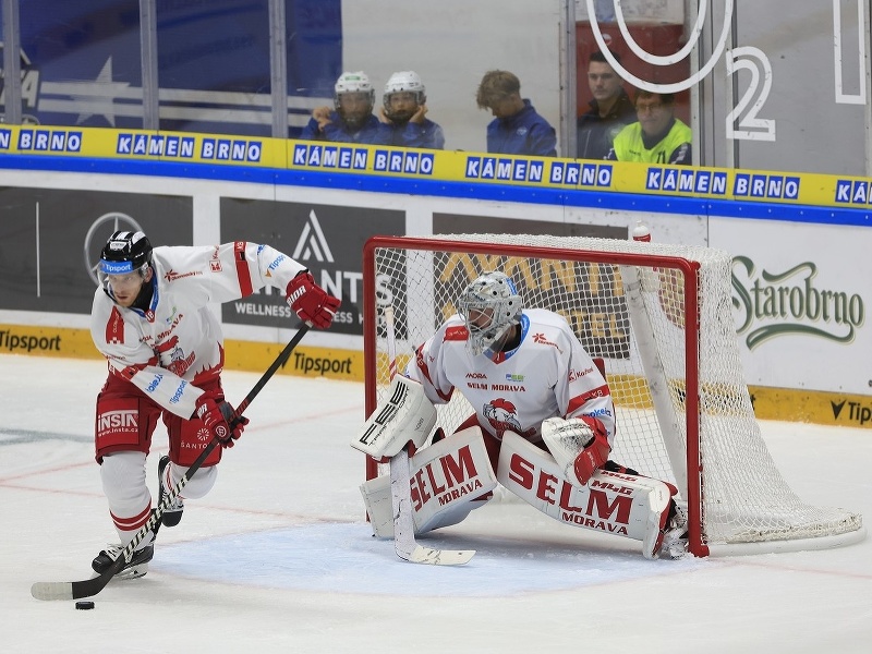 Matěj Machovský v bráne HC Olomouc