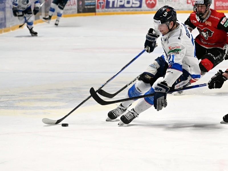 Tyler Coulter s pukom na hokejke
