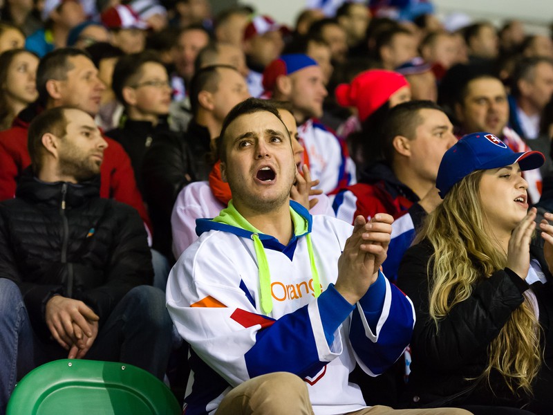 Atmosféra v hľadisku počas medzištátneho zápasu Slovakia Cup medzi Slovenskom a Bieloruskom